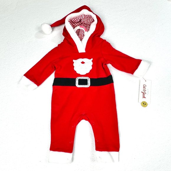 Cat & Jack Baby Santa Suit One Piece w/Attached Hat/Hood NWT - Picture 5 of 6